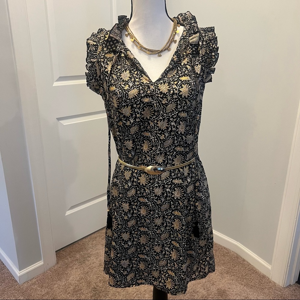 Metallic black mini dress. Size small NWT Black and Gold